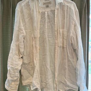 White Womens Banana Republic linen button up